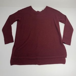 Tahari Deep Red Sweater Top - Women's Size Medium, Chic Back Button Detail